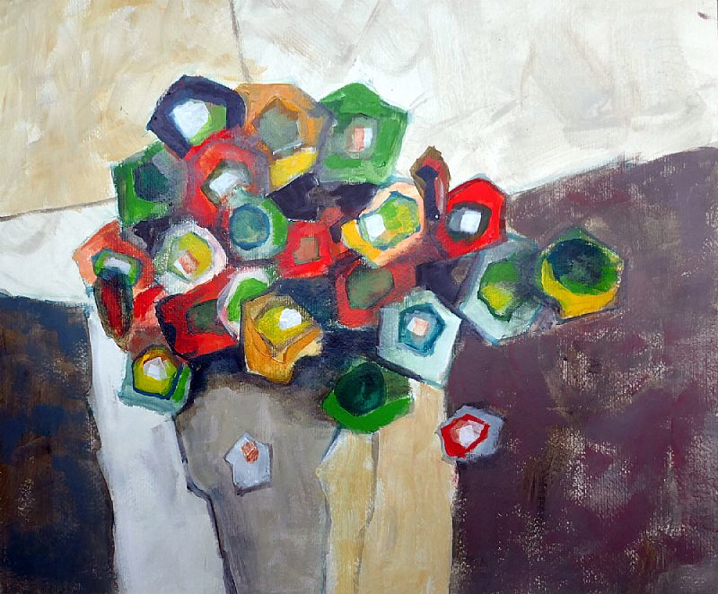 Rob van den Boom_ Boeket bloemen (al dan niet giftig), acryl op papier, 50x60cm, oktober 2024 (24.51)