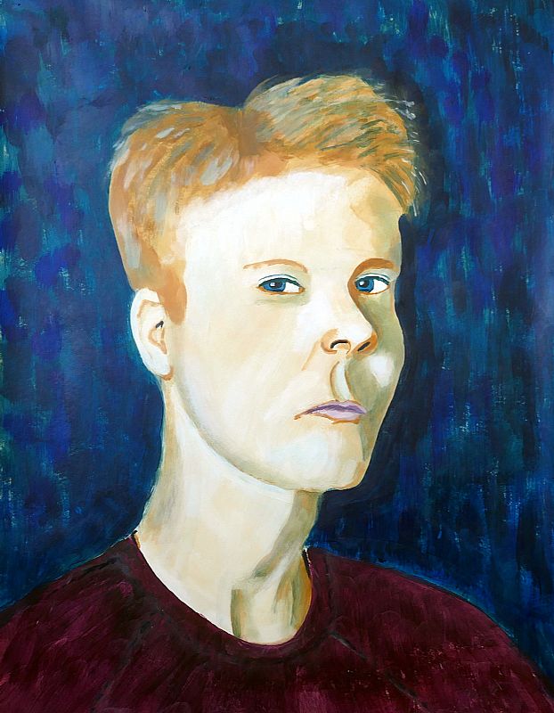 Rob van den Boom_ Mrs.S, portret van een jonge dame, acryl en olieverf op papier, 70x50cm, maart 2025 (25.21)